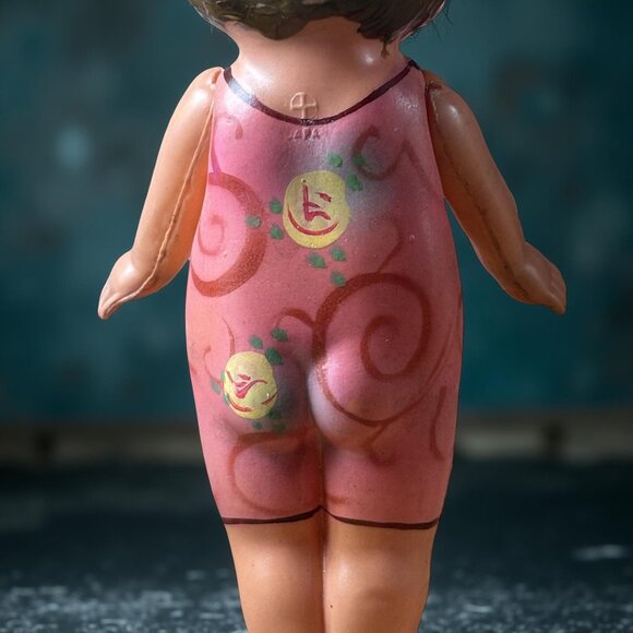 Celluloid Doll Side Eye in Swim Suit 6" Japan Movable Arms Molded Hair Finger Wa - Picture 5 of 10